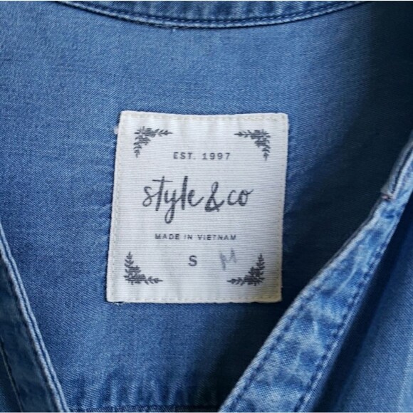 Style & Company Chambray Button Down Top Size Small - Picture 5 of 5